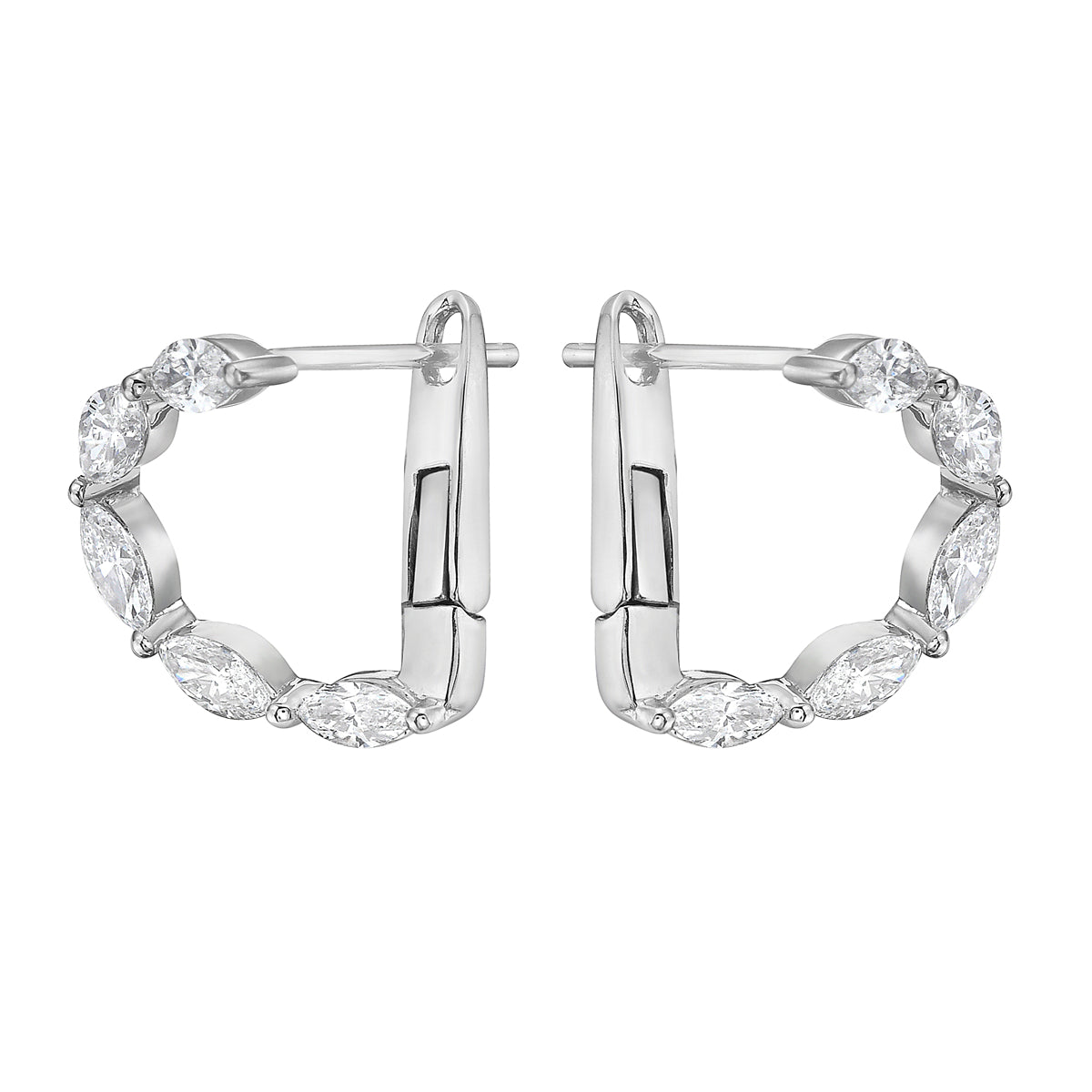 White Gold Marquise Diamond Hoop Earrings