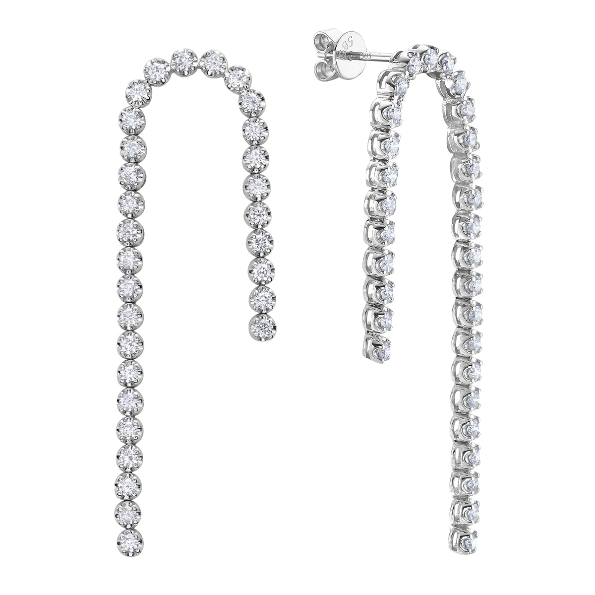 14K White Gold Diamond Earrings, 1.1ct