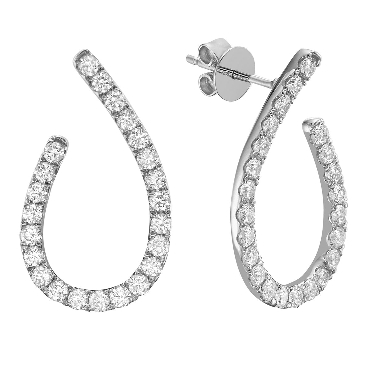 14K White Gold Diamond Earrings, 0.98ct