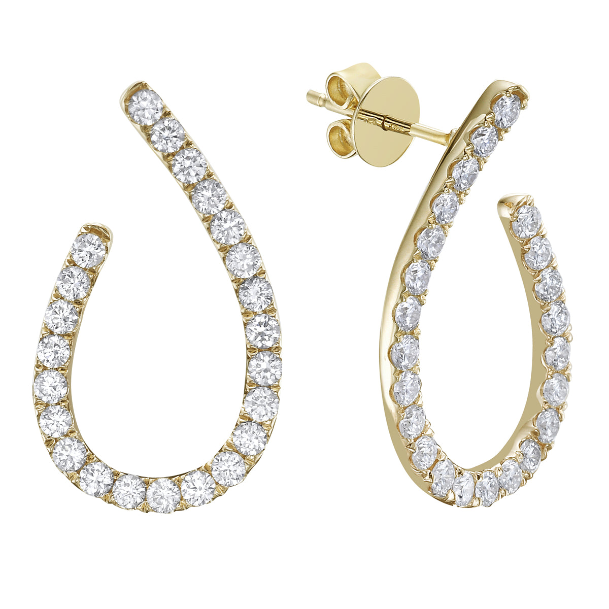 14K Yellow Gold Diamond Earrings, 0.98ct