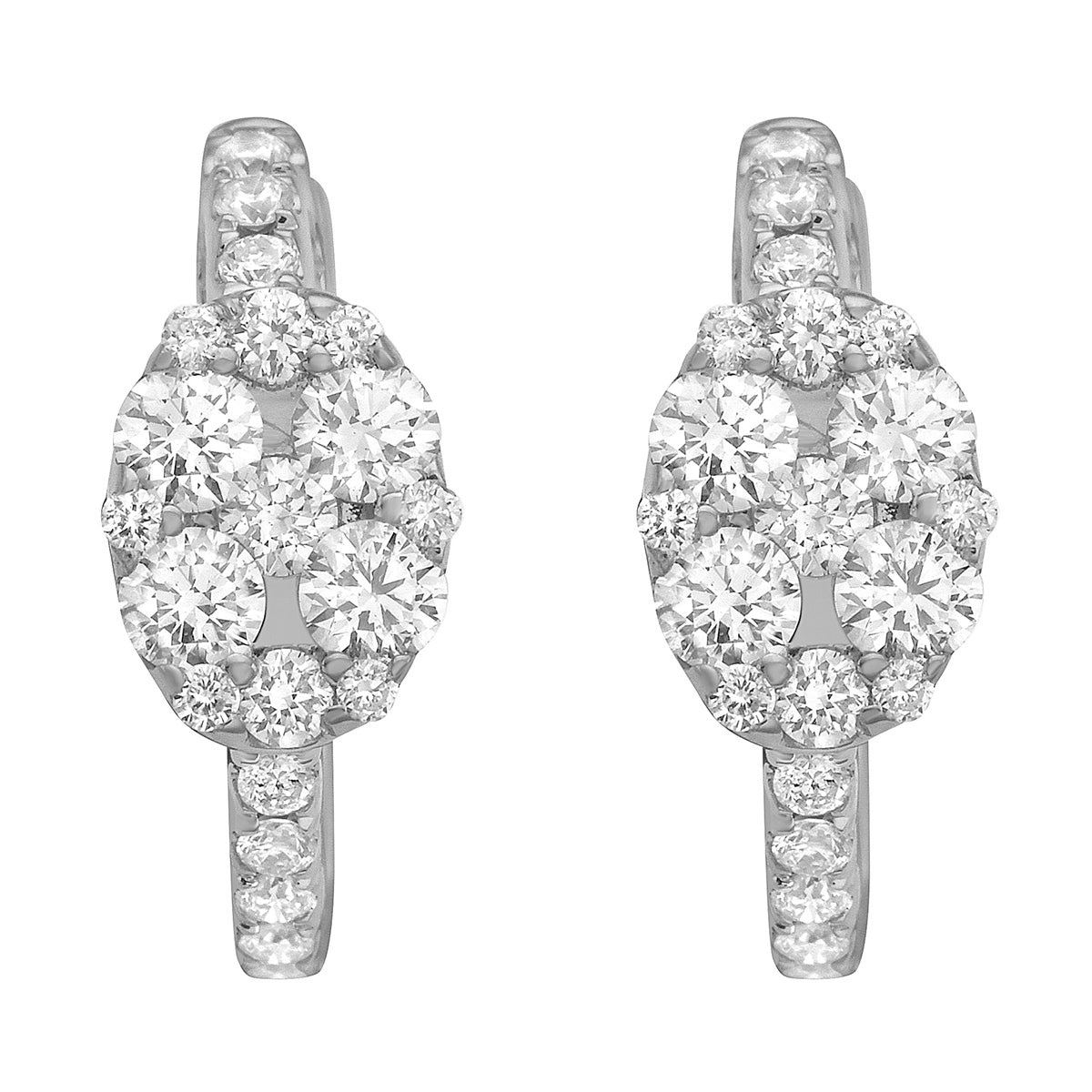 14K White Gold Diamond Earrings, 0.61ct
