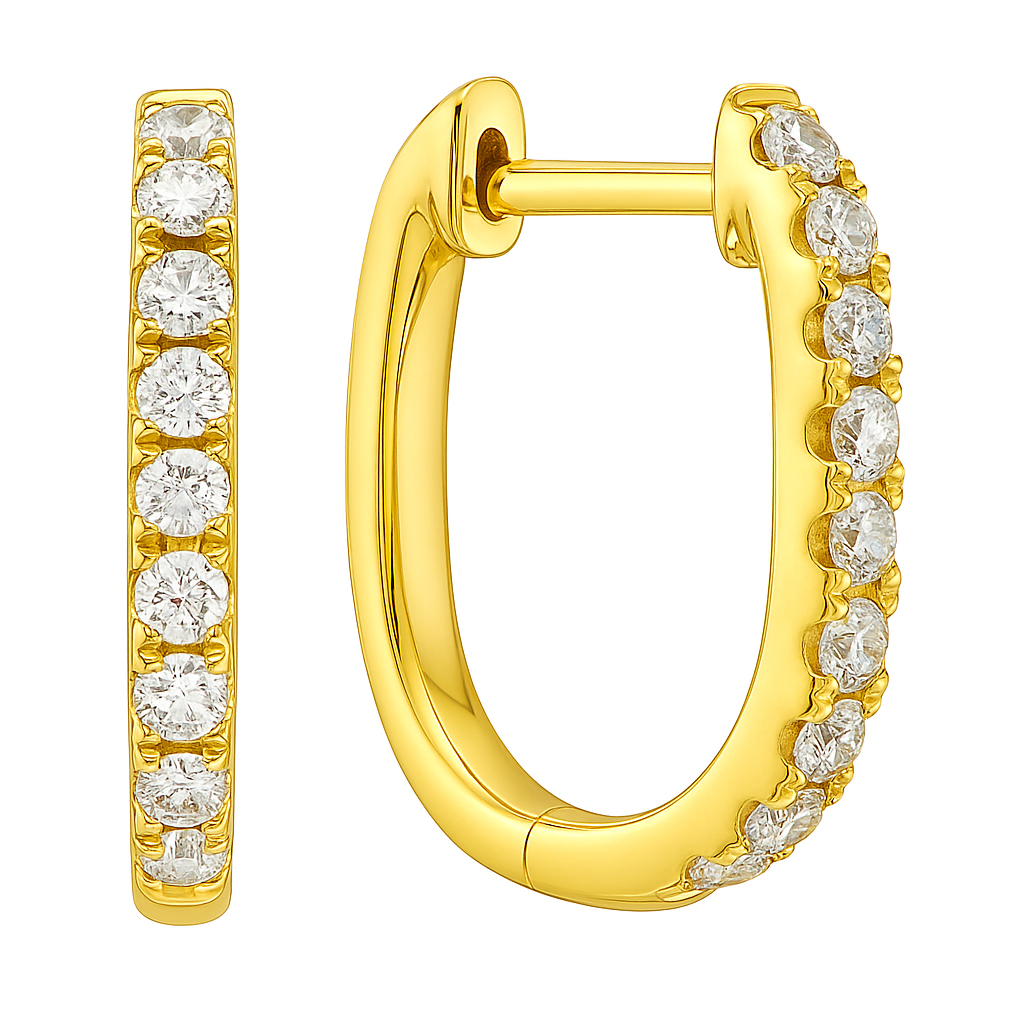 14K Yellow Gold Diamond Earrings, 0.32ct