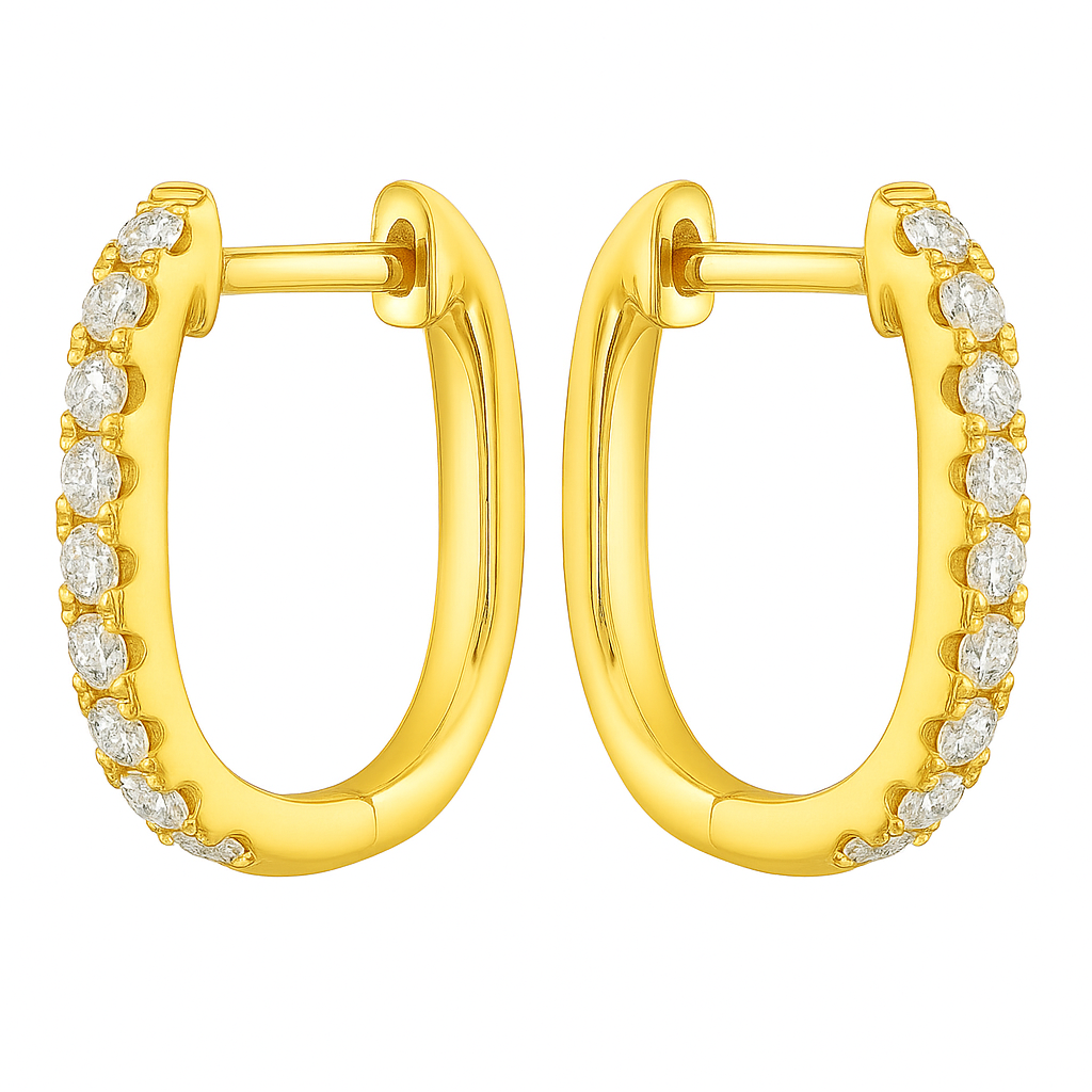 14K Yellow Gold Diamond Earrings, 0.32ct