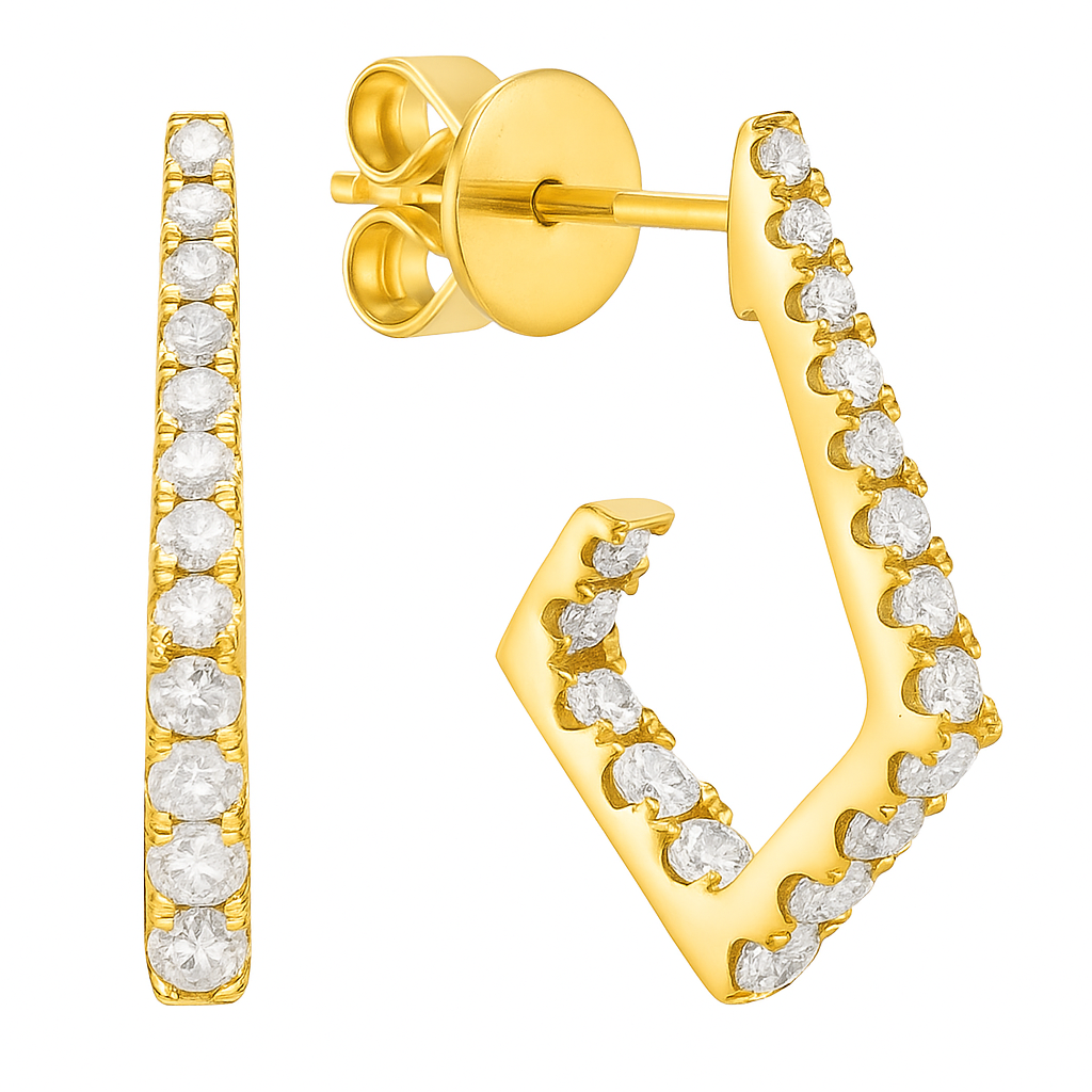 14K Yellow Gold Diamond Earrings, 0.62ct