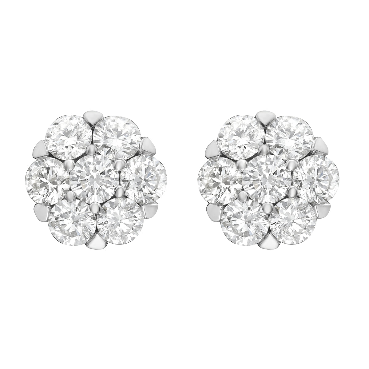 14K White Gold Diamond Earrings, 1.49ct