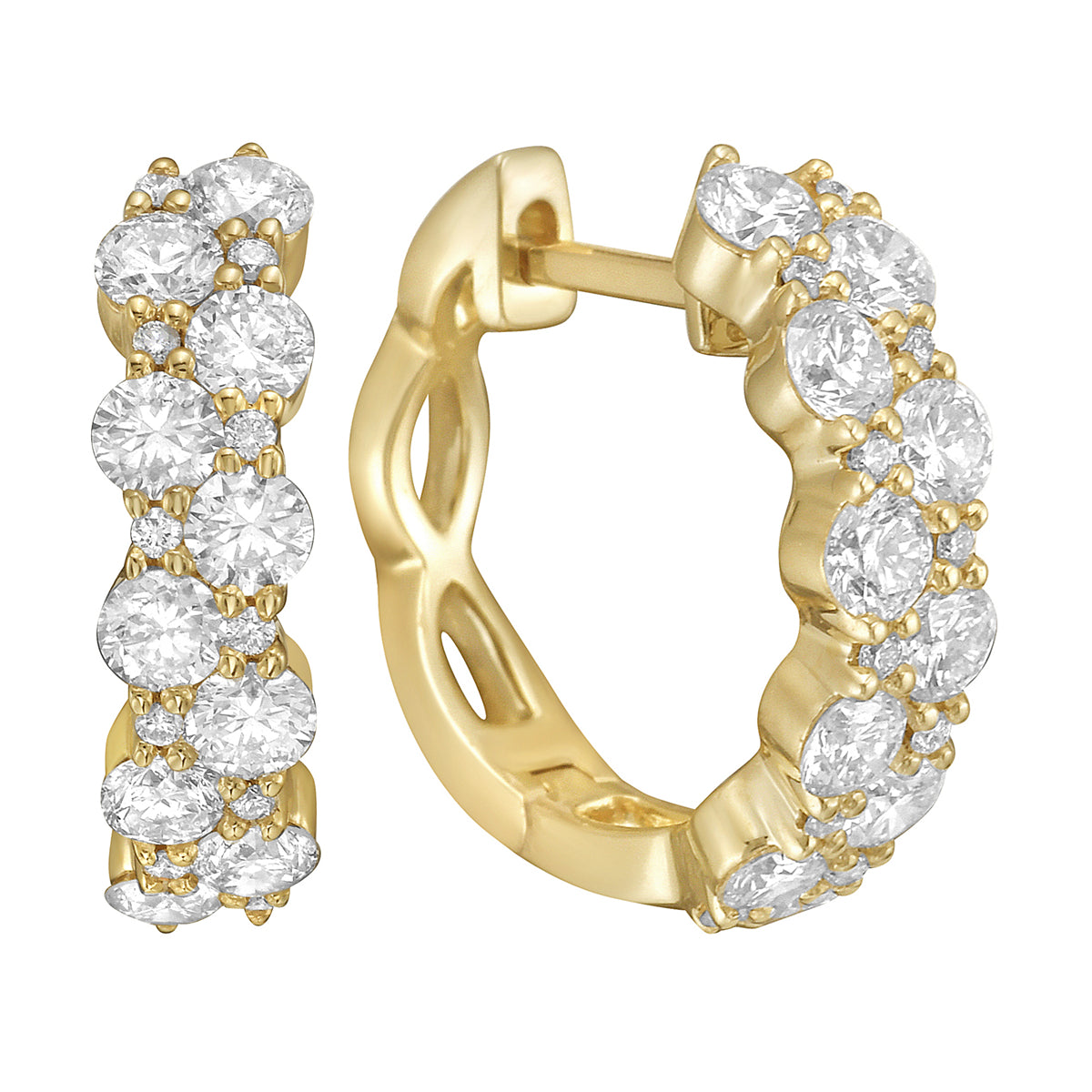 14K Yellow Gold Diamond Earrings, 1.36ct