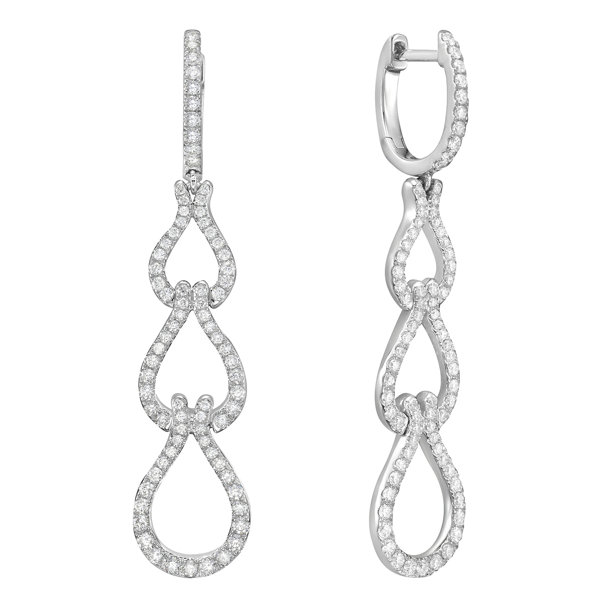 14K White Gold Diamond Earrings, 0.89ct