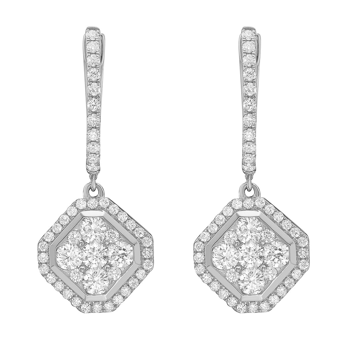 14K White Gold Diamond Earrings, 1.32ct
