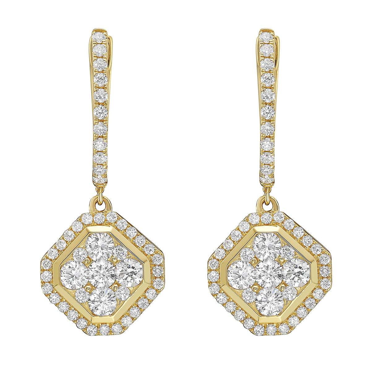 14K Yellow Gold Diamond Earrings, 1.32ct