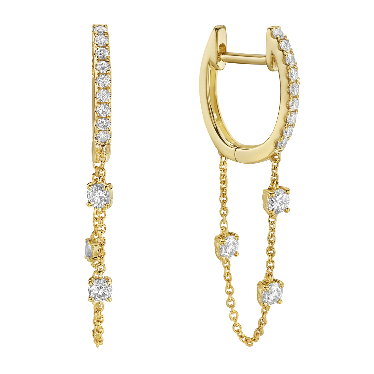 14K Yellow Gold Diamond Earrings, 0.37ct