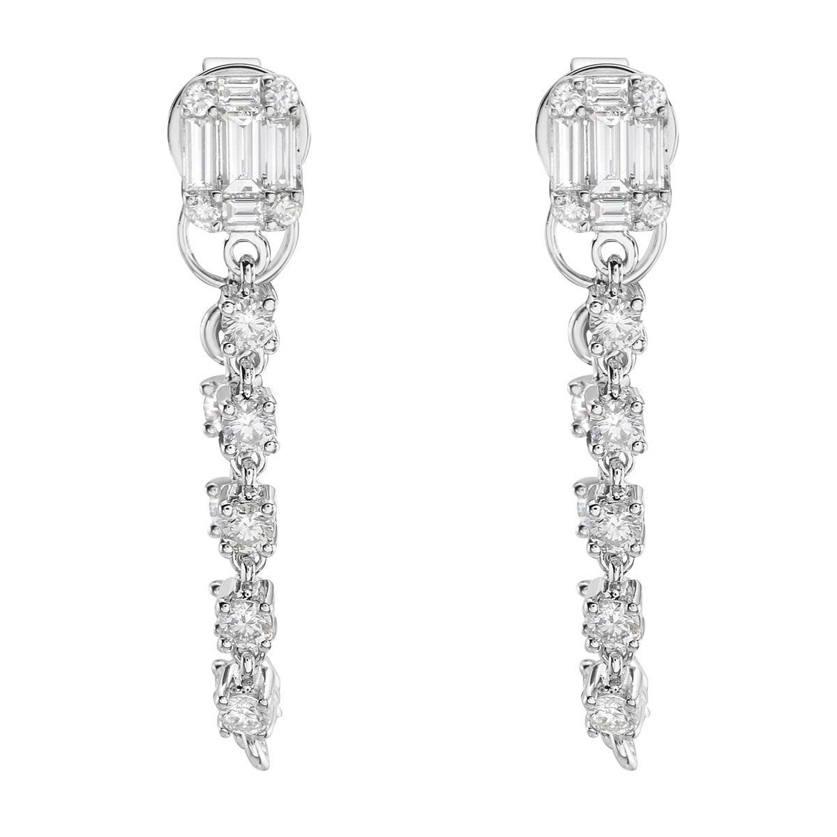 14K White Gold Diamond Earrings, 0.78ct