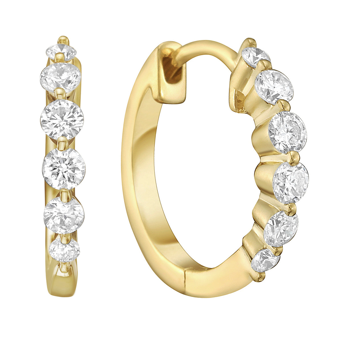 14K Yellow Gold Diamond Earrings, 0.38ct