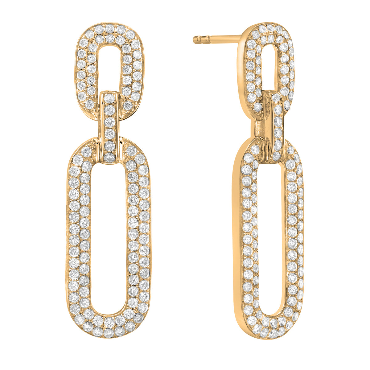14K Yellow Gold Diamond Earrings, 1.1ct
