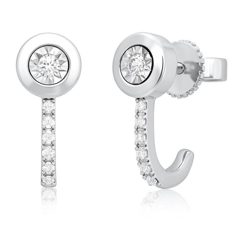 14K White Gold Diamond Earrings, 0.16ct