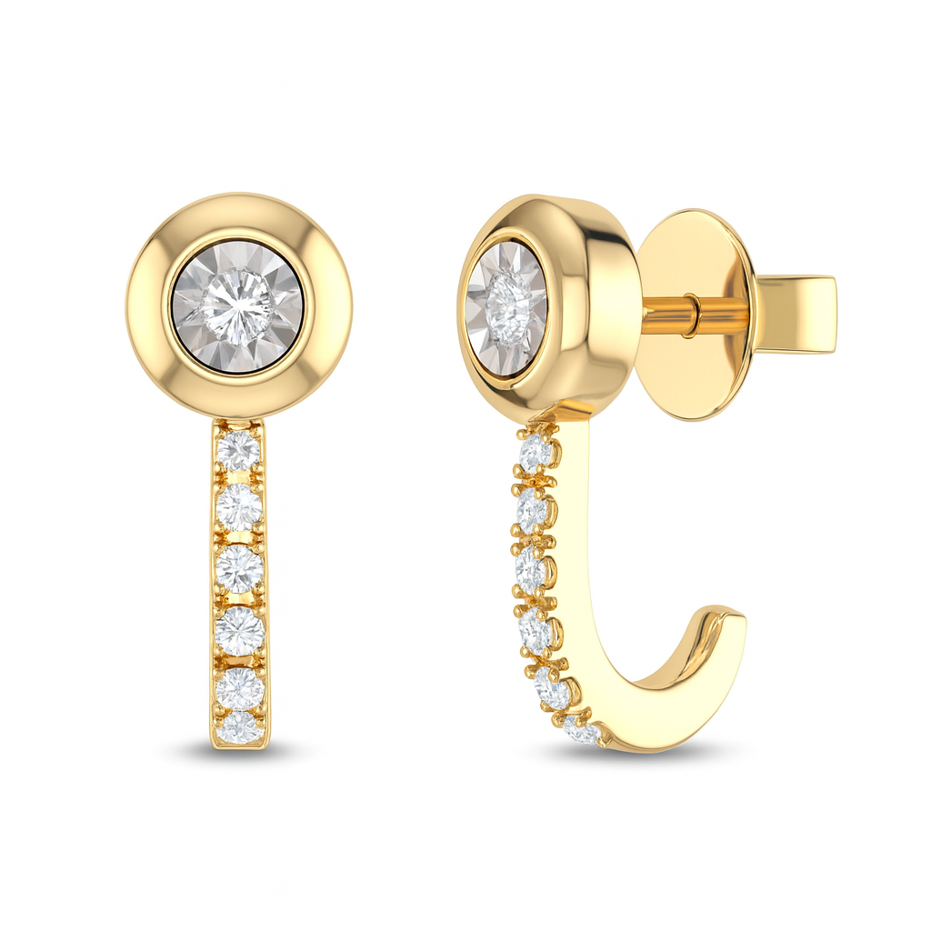 14K Yellow Gold Diamond Earrings, 0.16ct