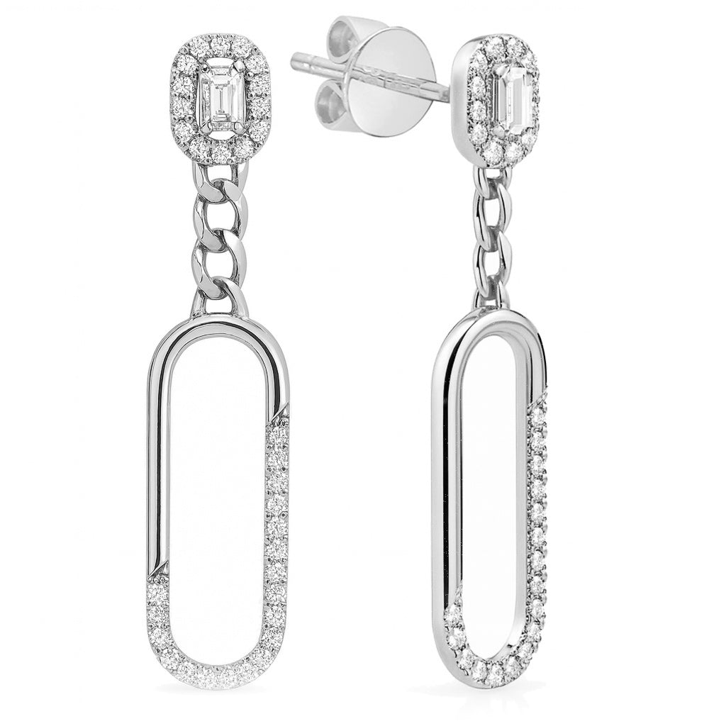 14K White Gold Diamond Earrings, 0.43ct