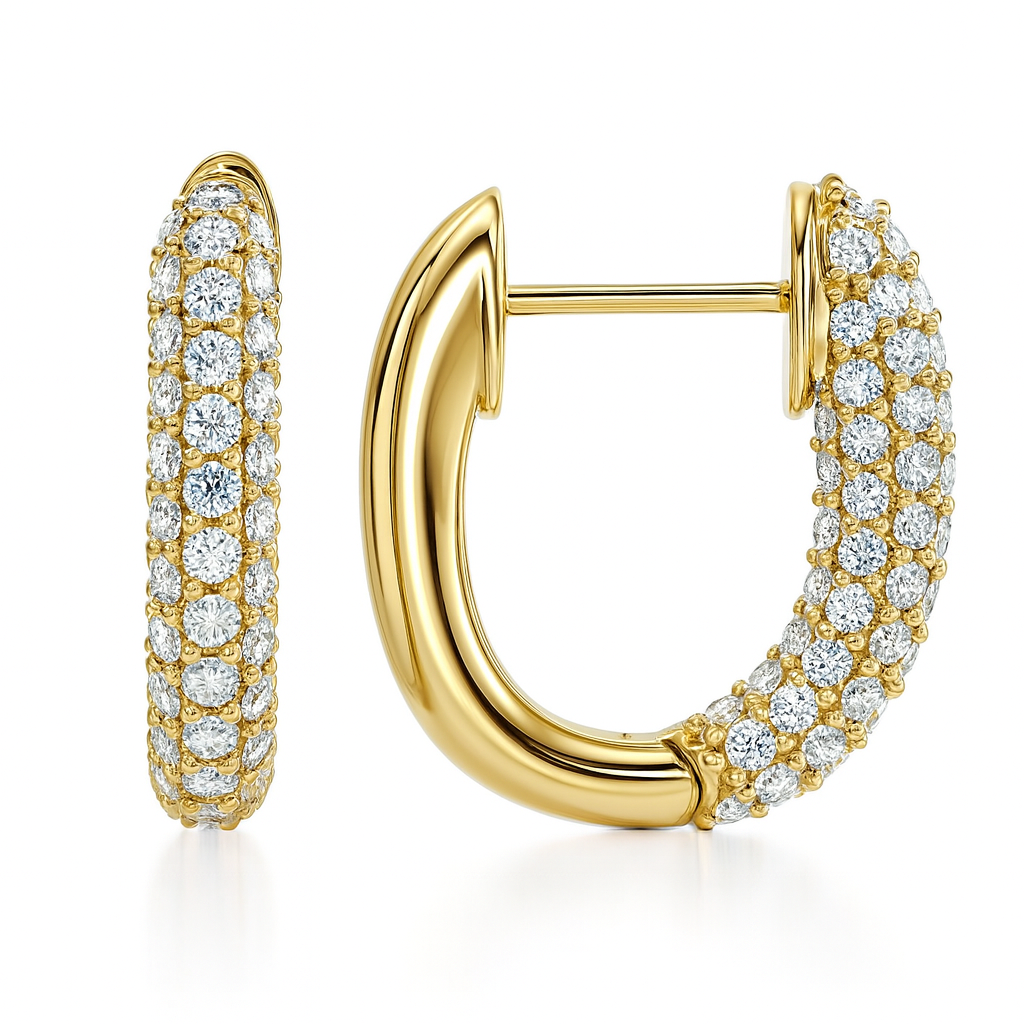 14K Yellow Gold Diamond Earrings, 0.75ct