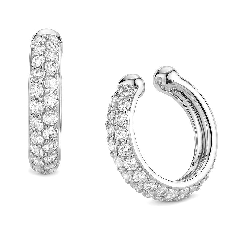 14K White Gold Diamond Cuff Earrings (One Piece), 0.23ct