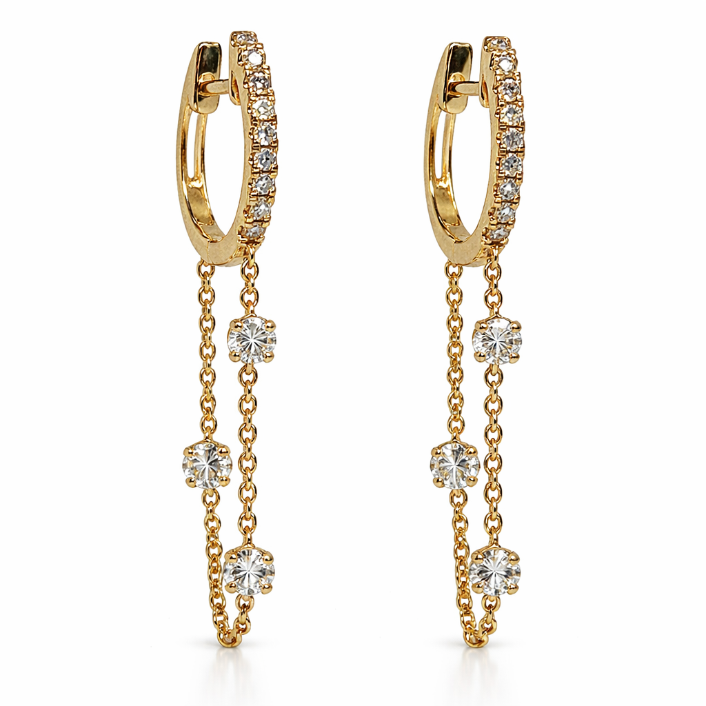 14K Yellow Gold Round Diamond Earrings, 0.37ct