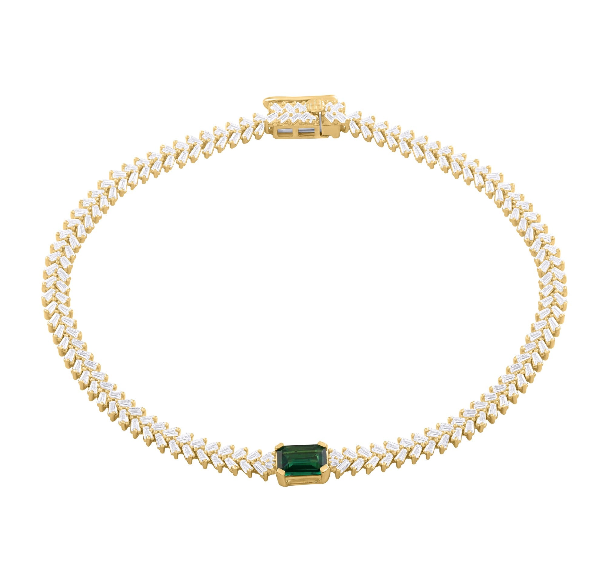 14K Yellow Gold Emerald Tennis Bracelet, 0.62ct