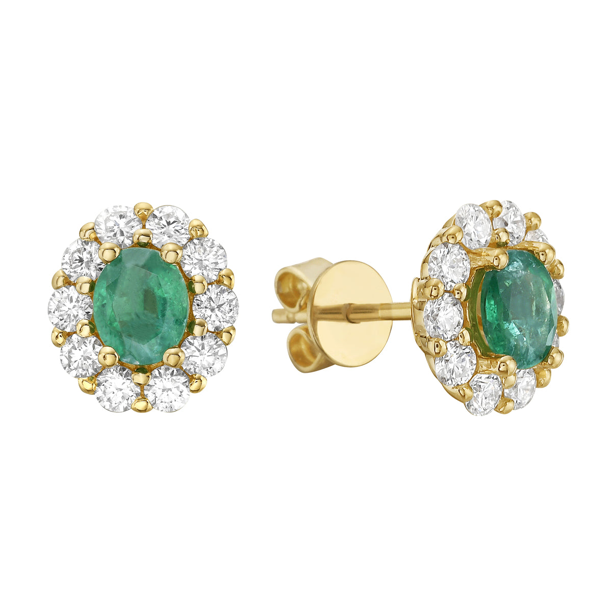 14K White Gold Emerald Earrings, 0.61ct