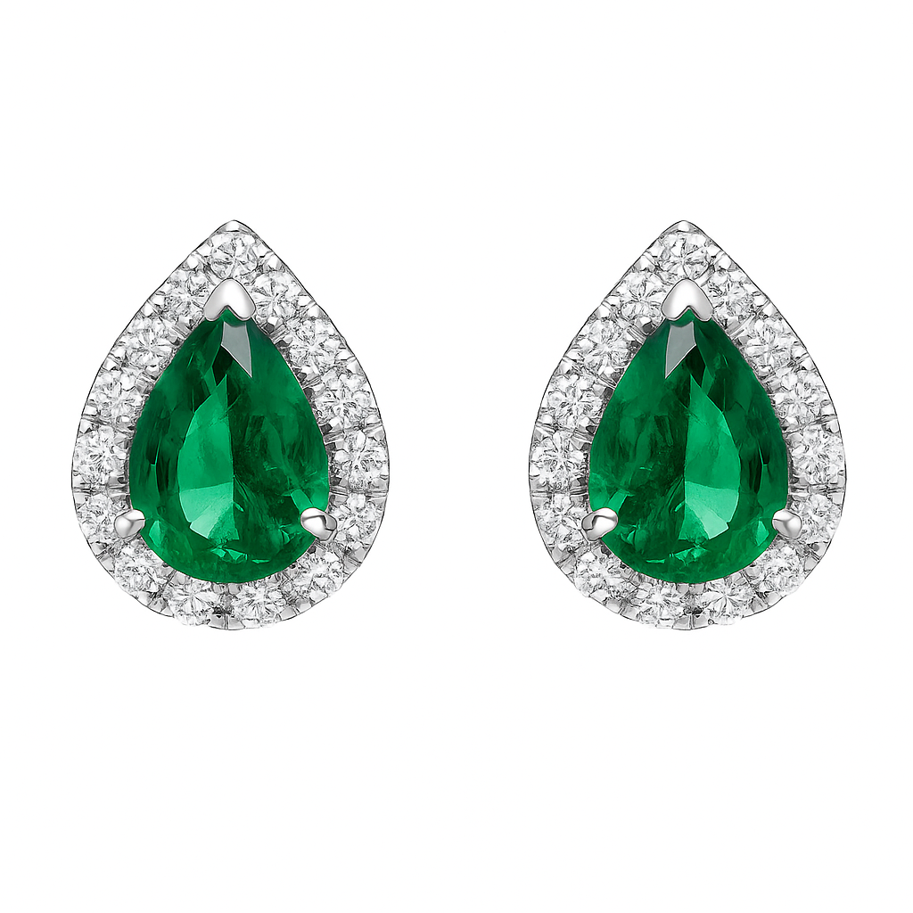 Handmade 14K White Gold Emerald Earrings, 2.23ct
