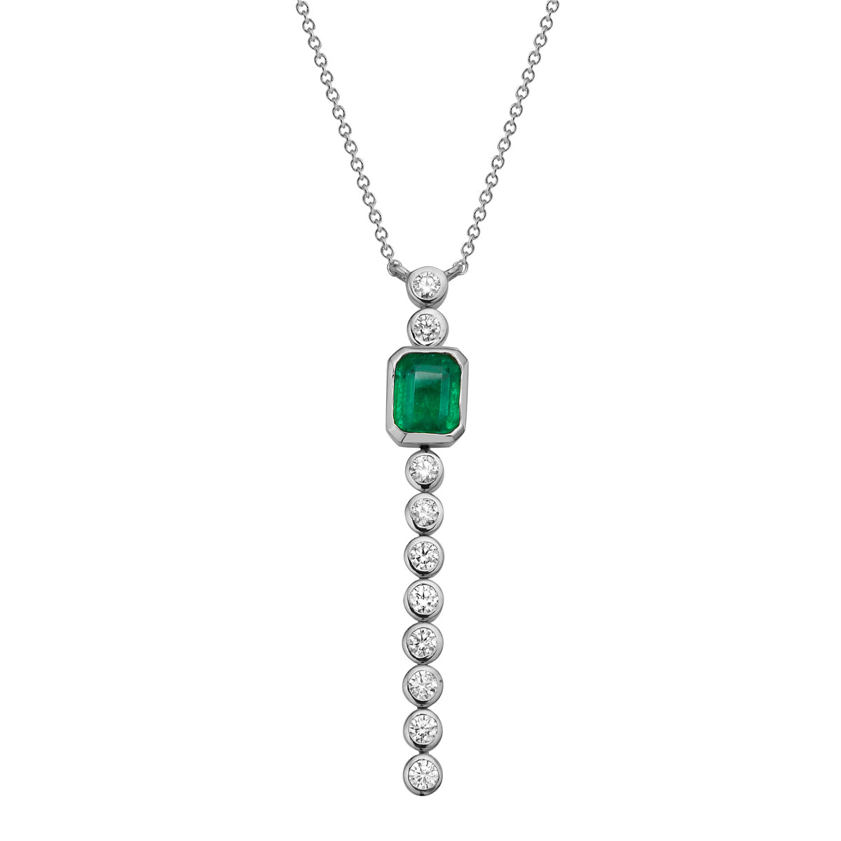 14K White Gold Green Emerald Pendant, 0.75ct