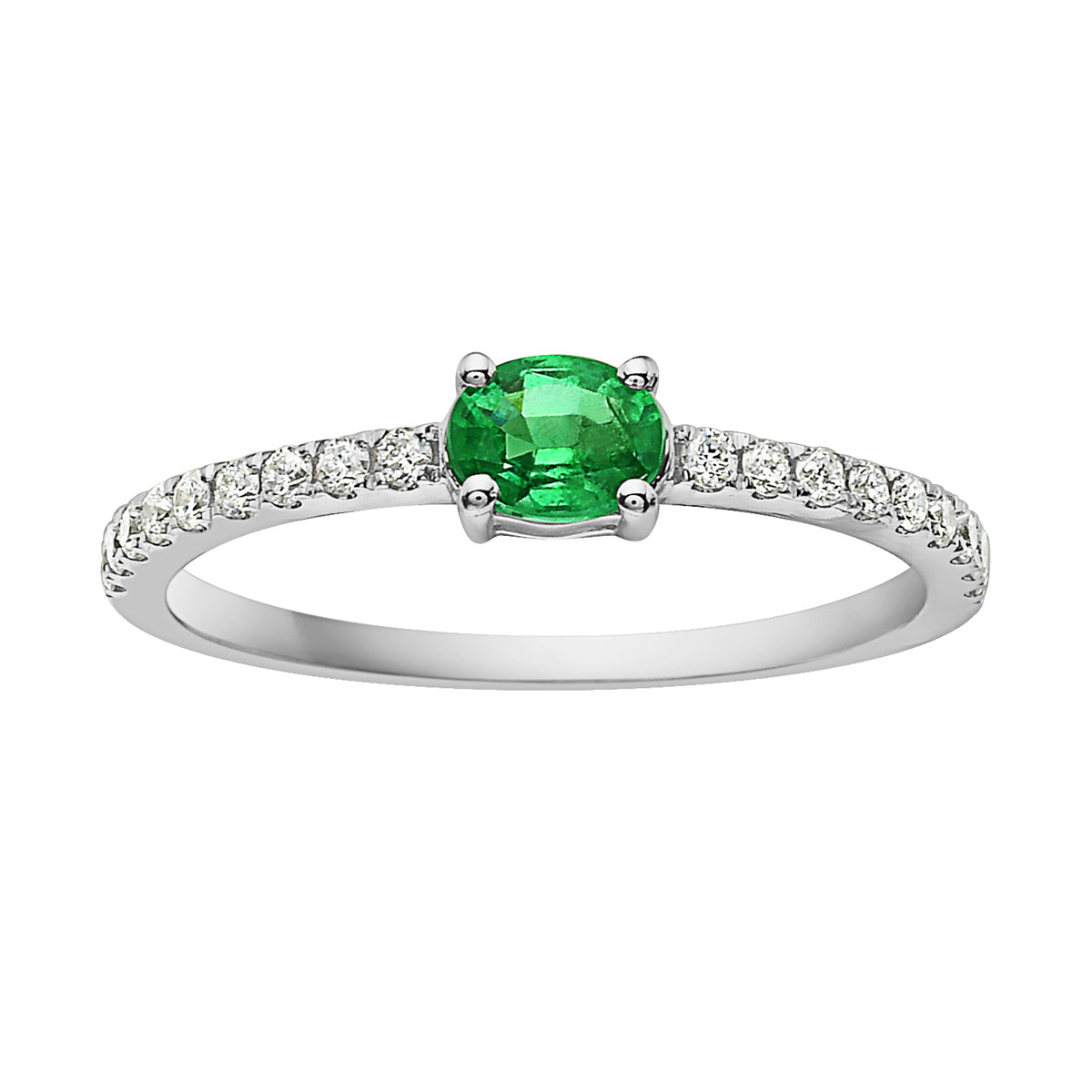 14K White Gold Emerald and Diamond Ring, 0.28ct