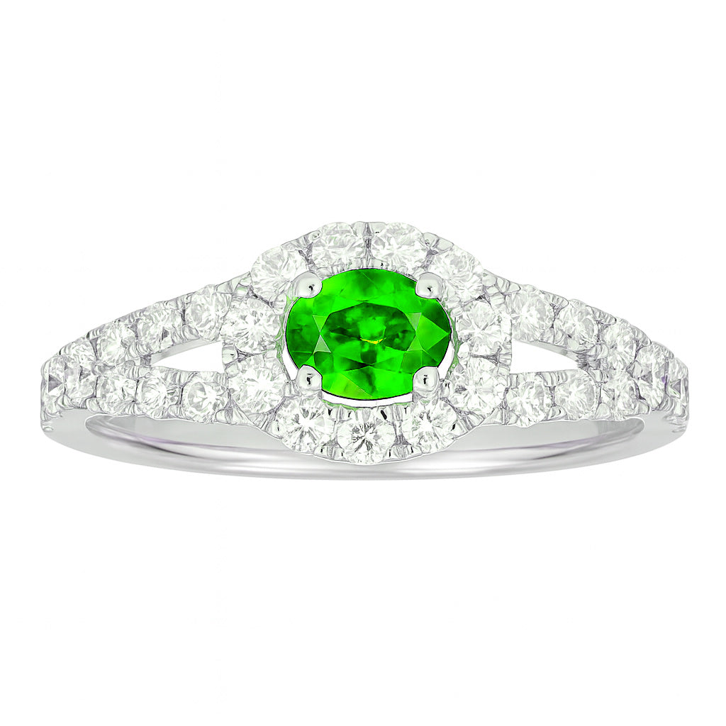 14K White Gold Emerald and Diamond Ring, 0.28ct