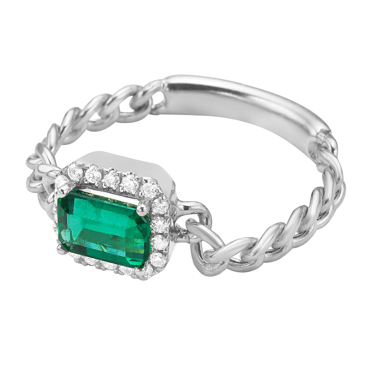 14K White Gold Green Emerald Ring, 0.41ct