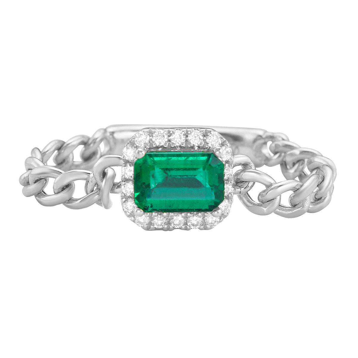 14K White Gold Green Emerald Ring, 0.41ct