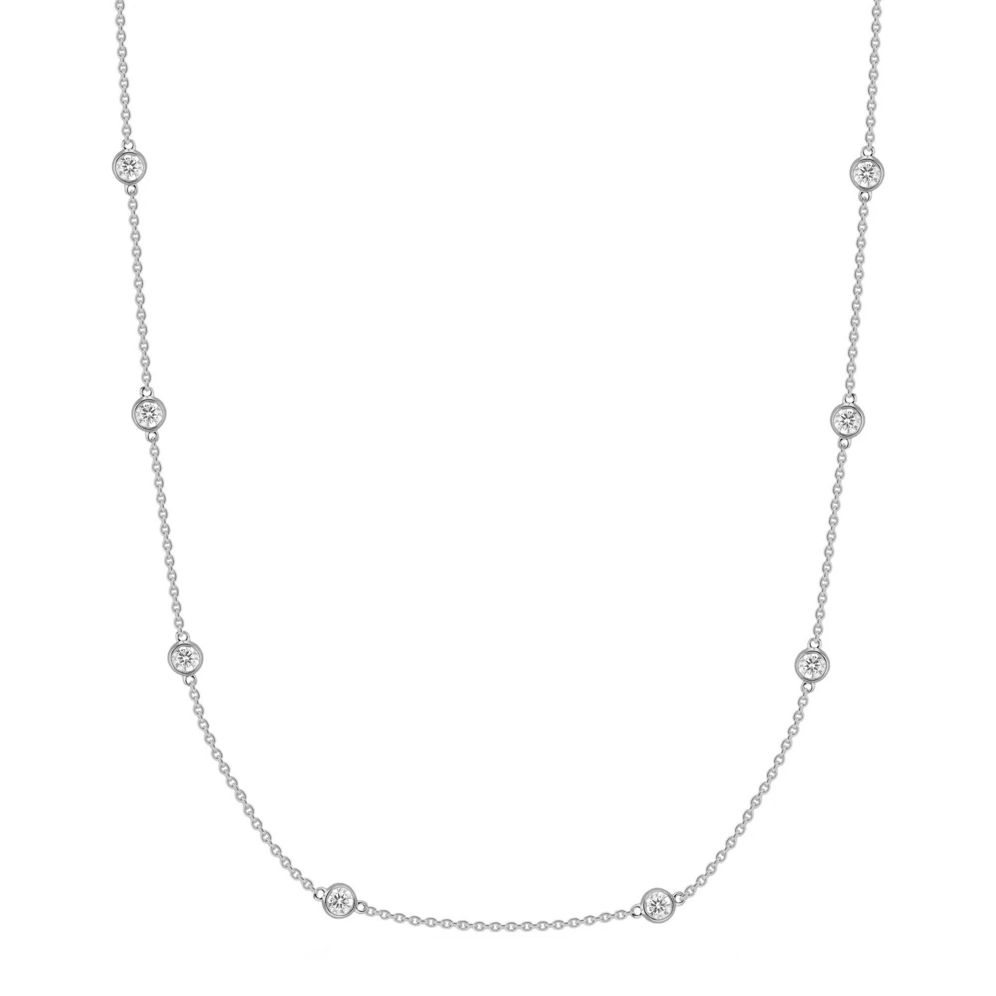 14K White Gold Diamonds By The Yard Necklace, 0.71ct