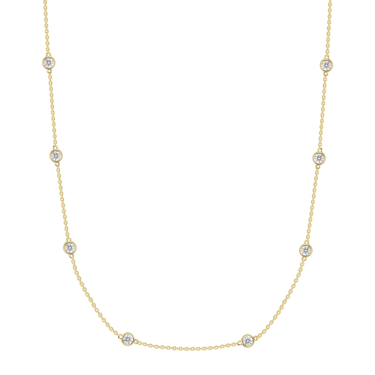 14K Yellow Gold Diamonds Station Necklace - Large, 1.47ct