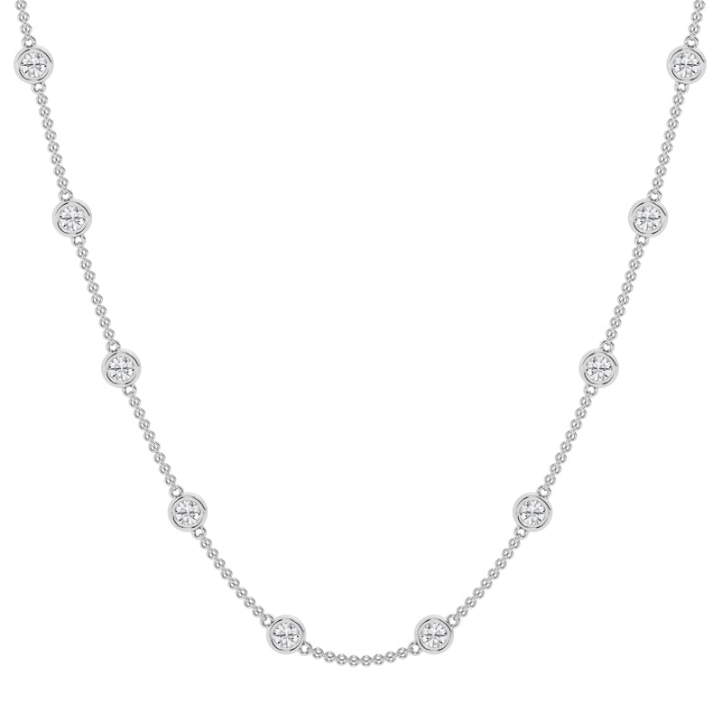 14K White Gold Diamond Necklace, 1.36ct