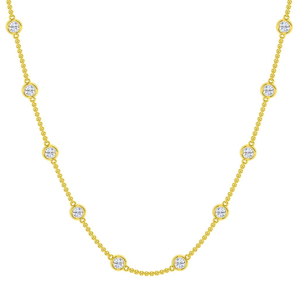14K Yellow Gold Diamond Necklace, 1.36ct