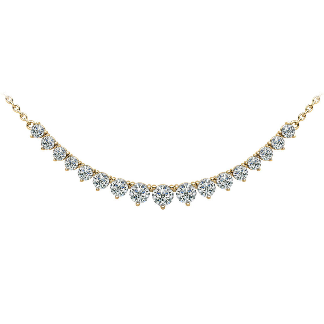 14K Yellow Gold Diamond Row Necklace - 2ct