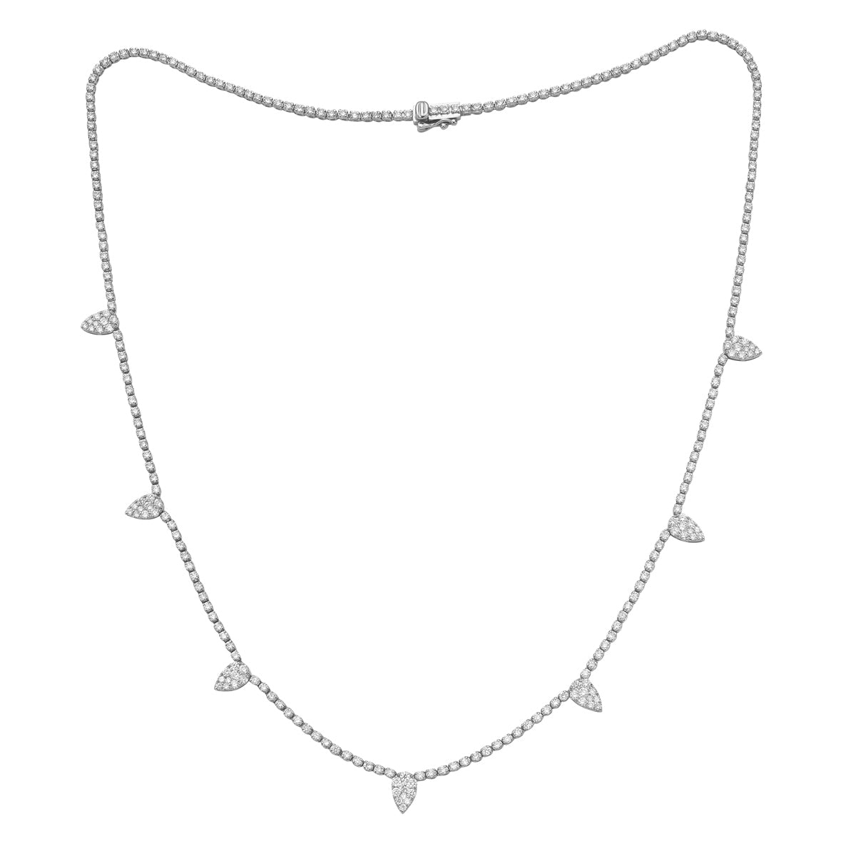 14K White Gold Diamond Spike Necklace