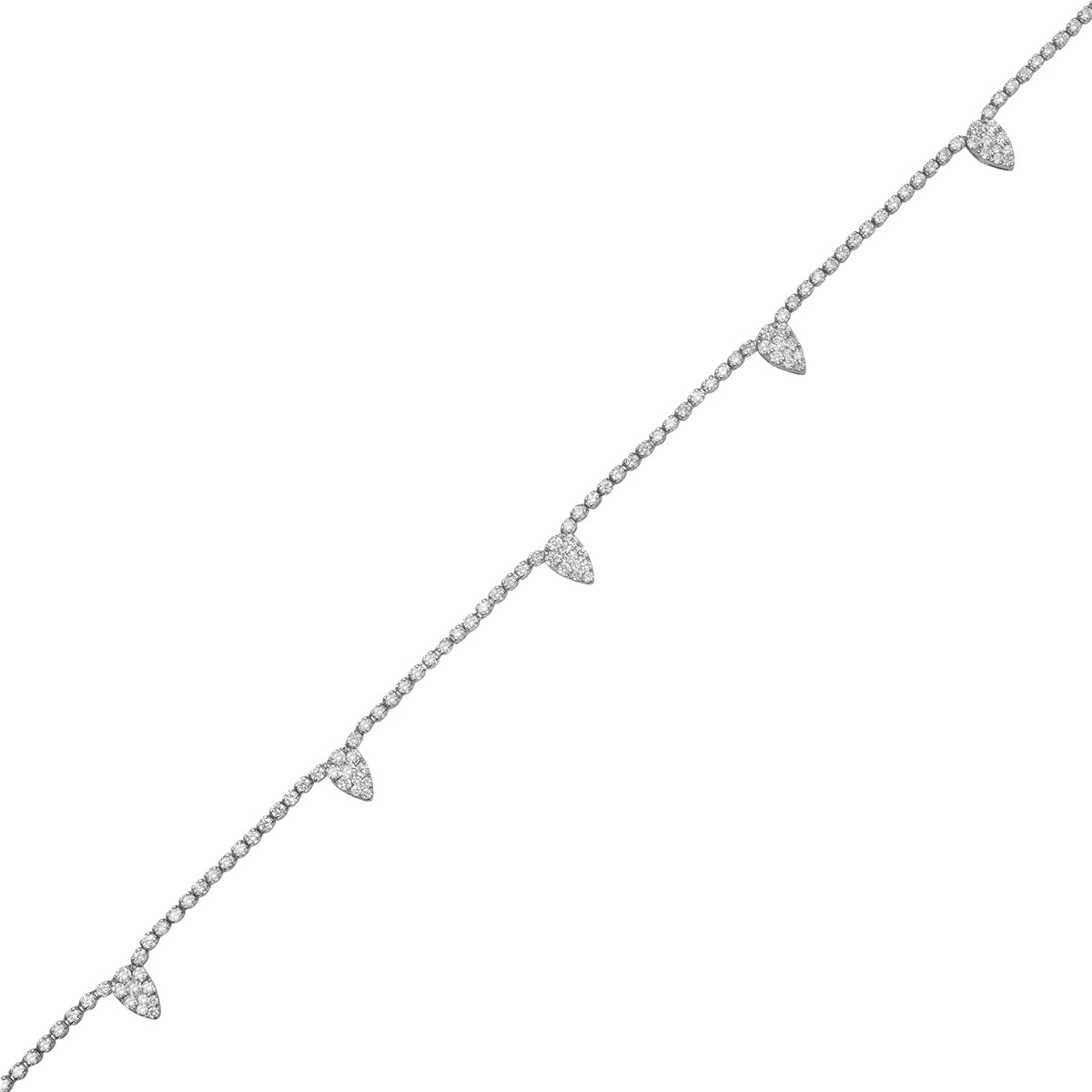 14K White Gold Diamond Spike Necklace