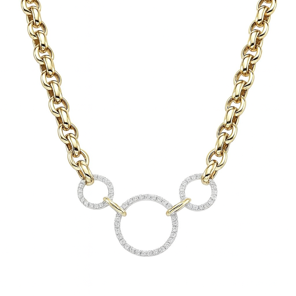 14K White & Yellow Gold Diamond Necklace, 0.7ct