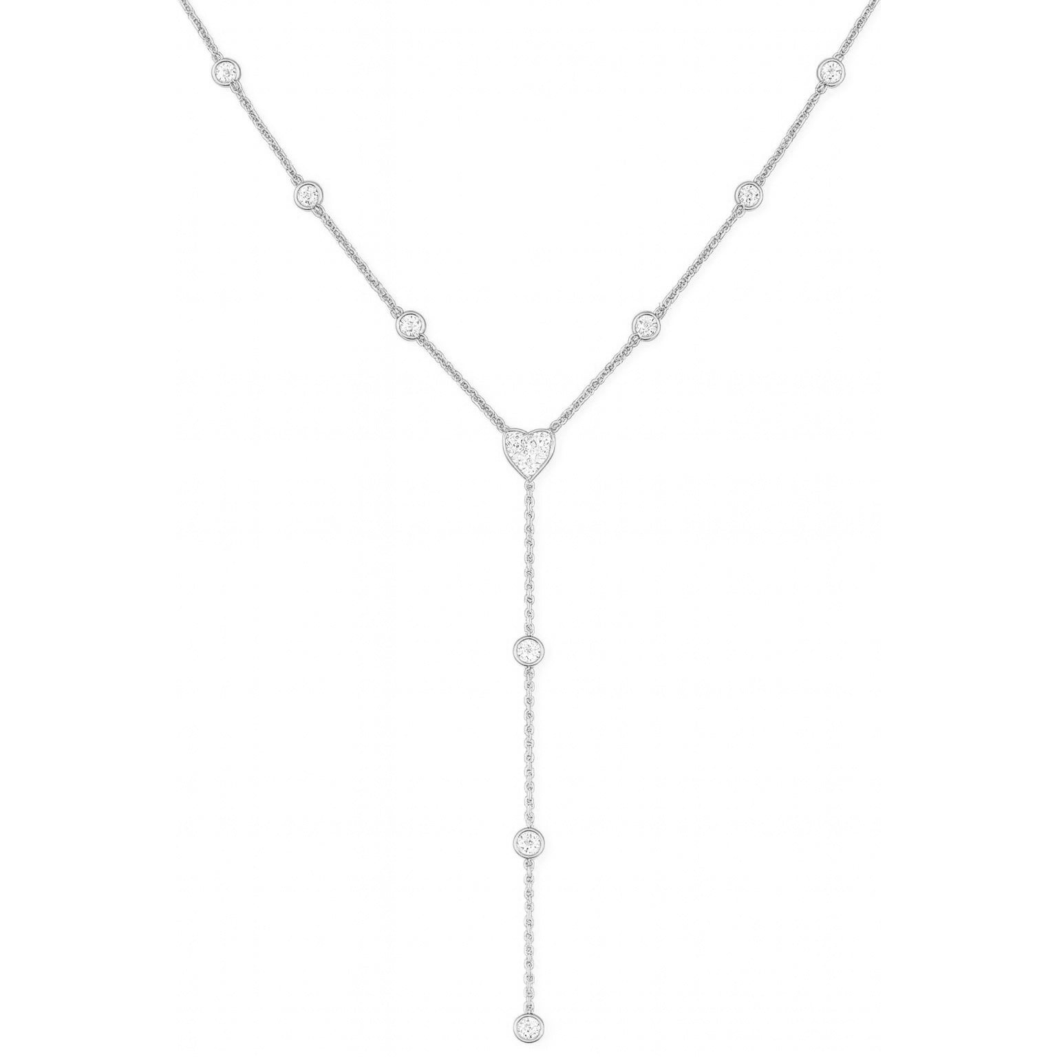 14K White Gold Diamond Necklace, 0.72ct