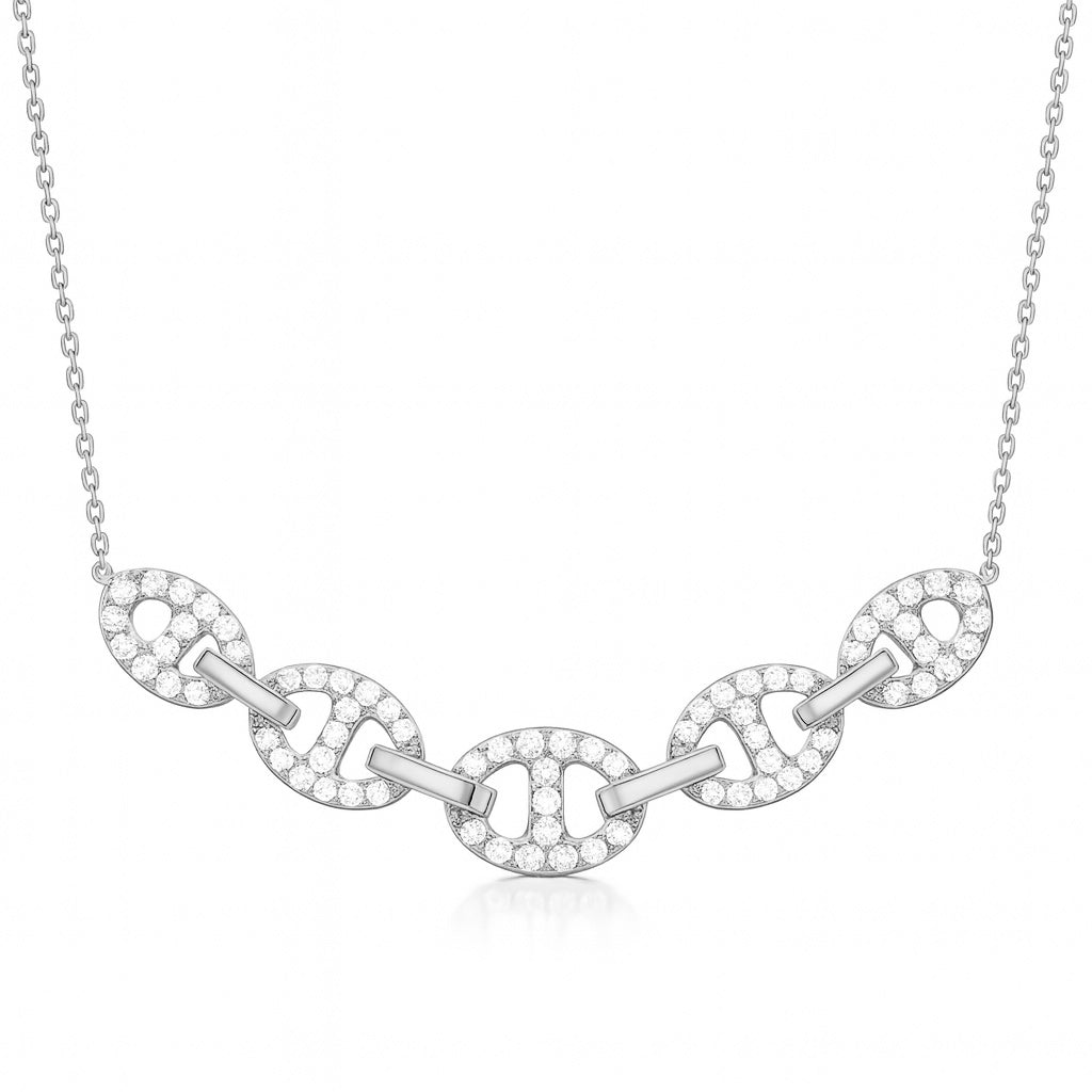 14K White Gold Round Diamond Necklace, 0.51ct