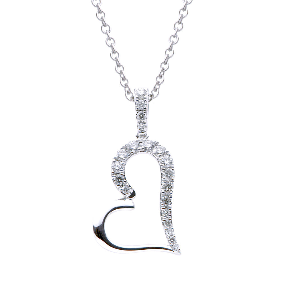 White Gold Half-Diamond Heart Pendant