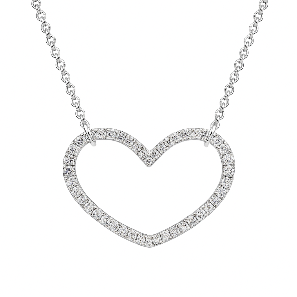 14K White Gold Diamond Necklace, 0.35ct