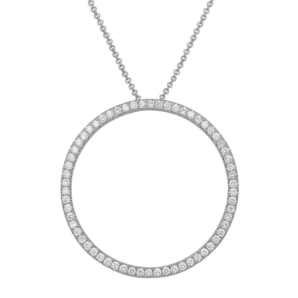 1.04CT White Gold Diamond Open Circle Pendant