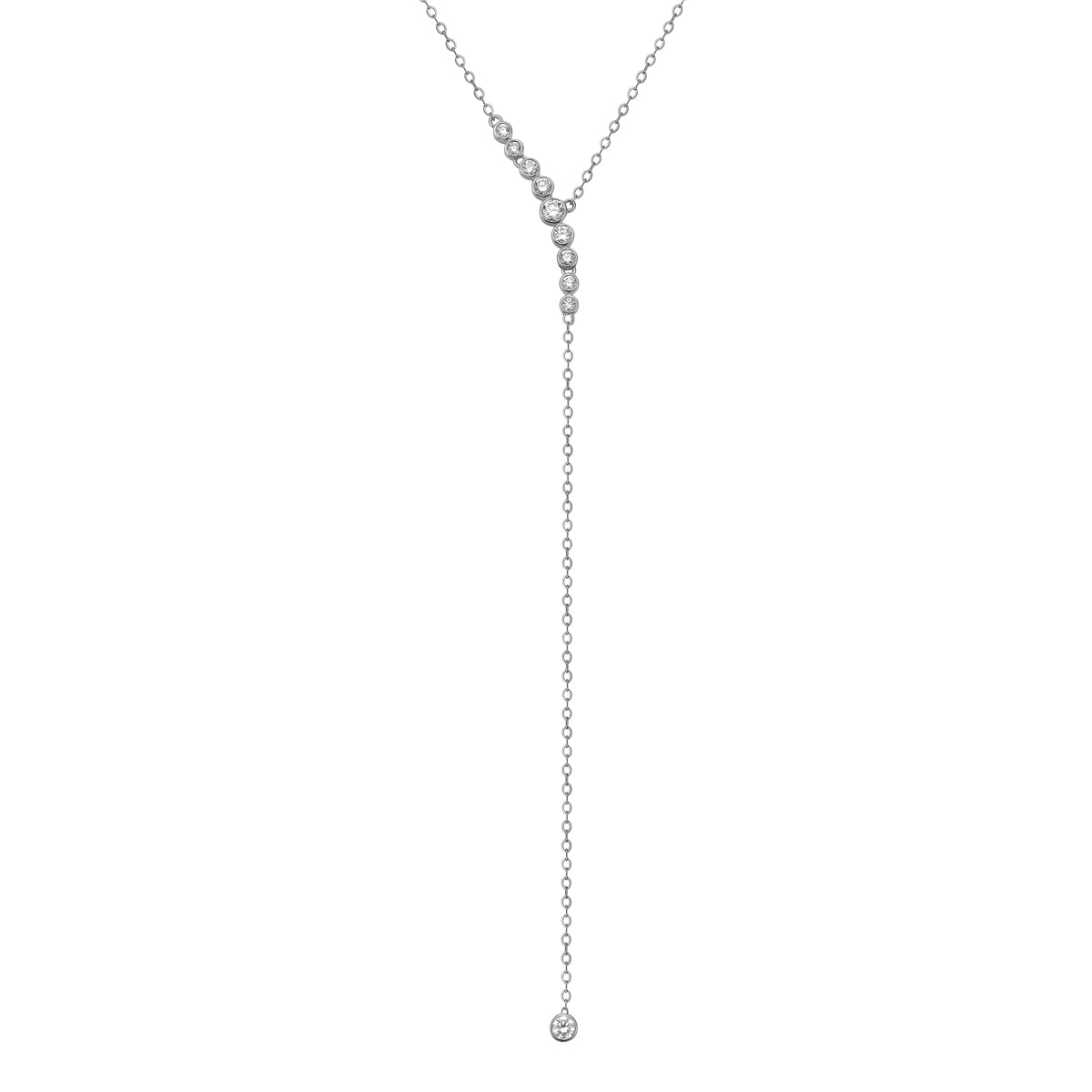 14K White Gold Diamond Drop Pendant