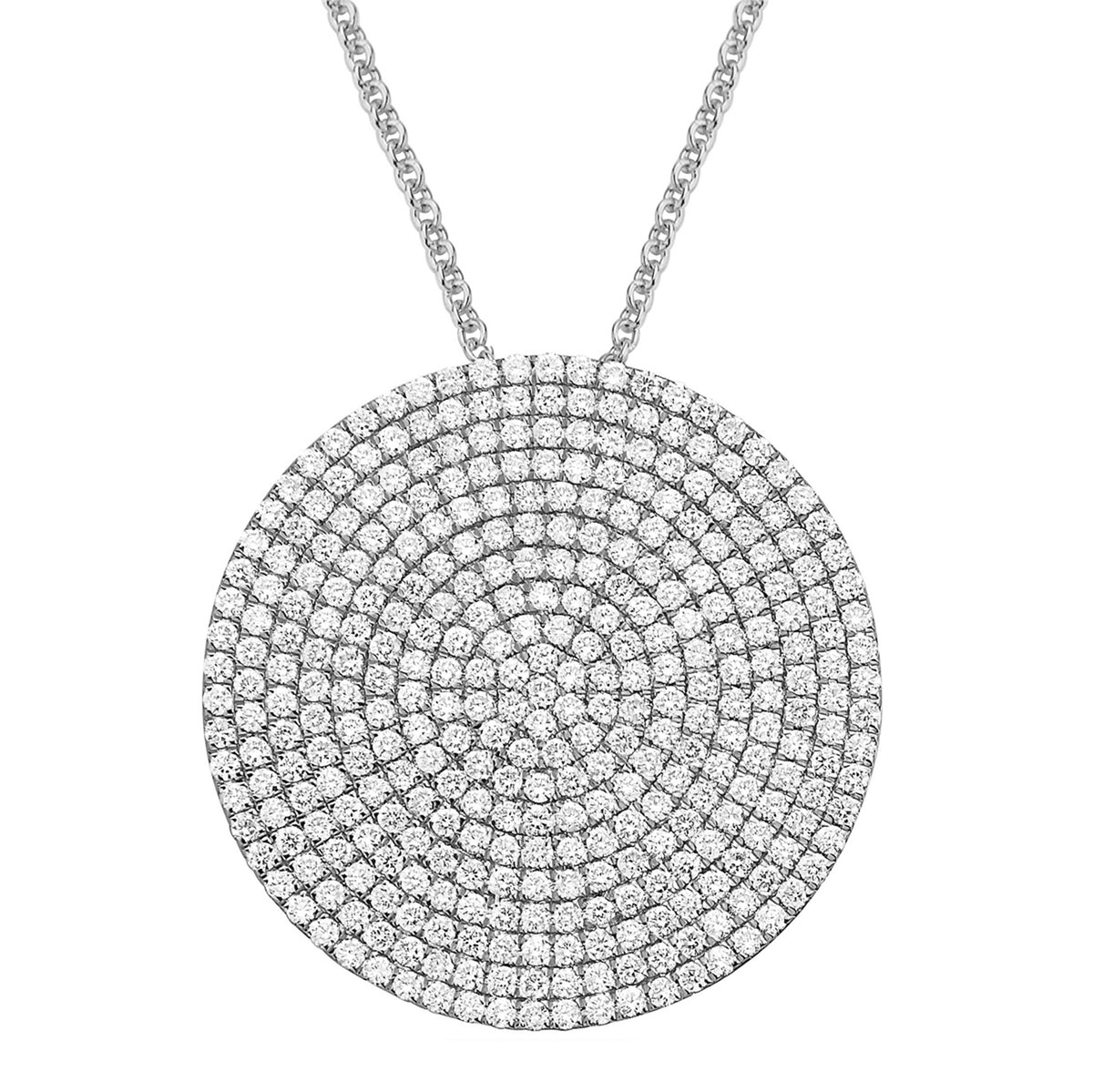 14K White Gold 2CT White Gold Diamond Circle Pendant, 2ct