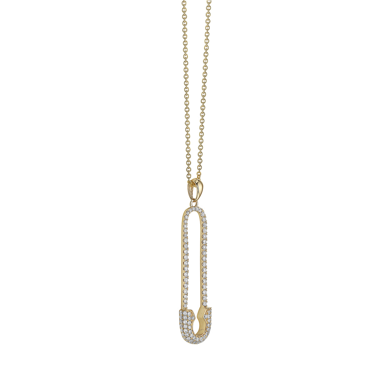 14K Yellow Gold Diamond Paperclip Pendant