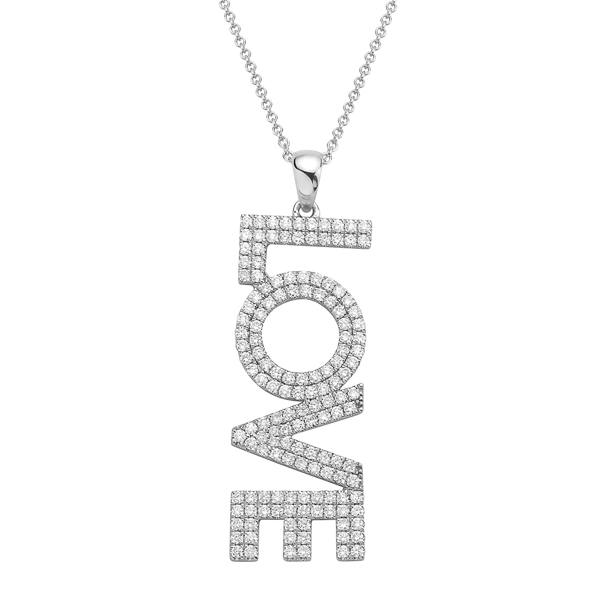 14K White Gold Diamond Love Pendant