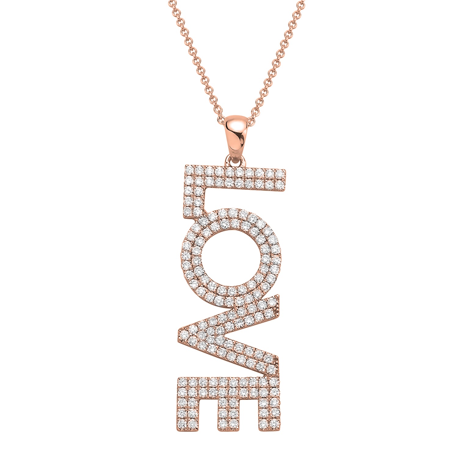 14K Rose Gold Diamond Pendant, 1.21ct