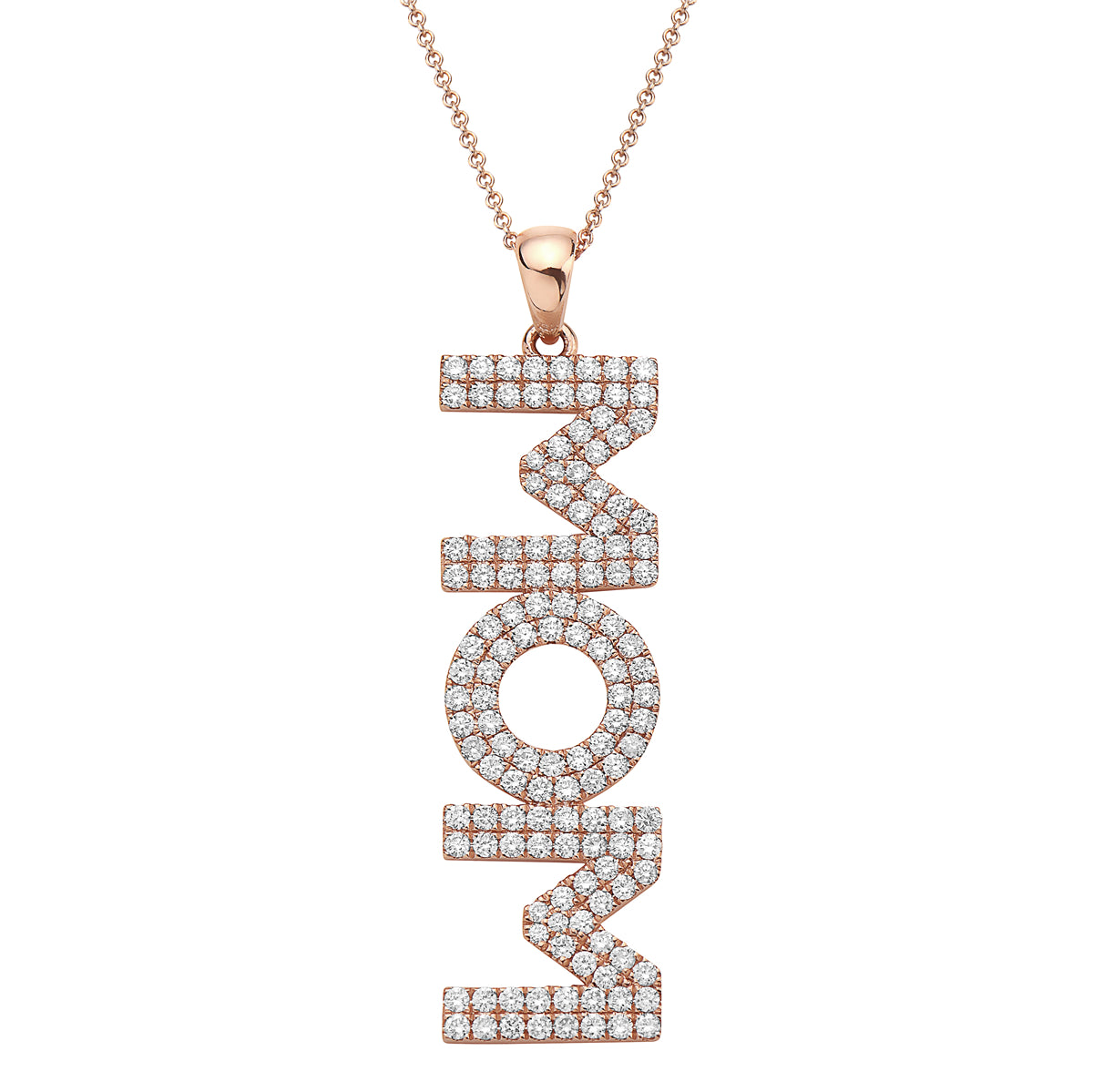 14K Rose Gold Diamond Mom Pendant